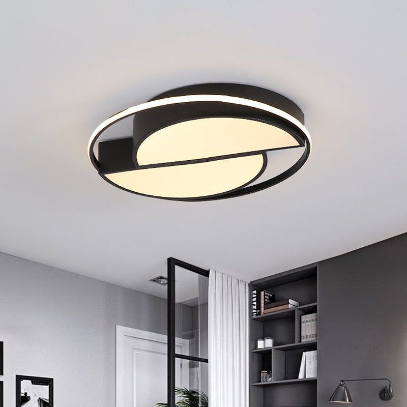 Semicircle Acrylic Flush Ceiling Light Modern Black LED Flush Mounted Lamp with Glowing Ring Clearhalo 'Ceiling Lights' 'Close To Ceiling Lights' 'Close to ceiling' 'Flush mount' Lighting' 1936099