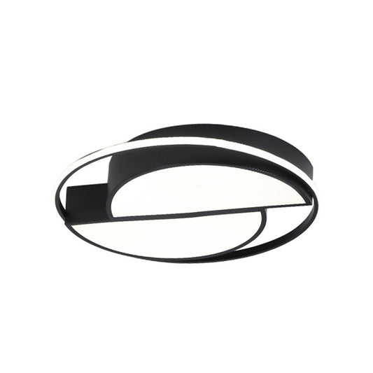 Semicircle Acrylic Flush Ceiling Light Modern Black LED Flush Mounted Lamp with Glowing Ring Clearhalo 'Ceiling Lights' 'Close To Ceiling Lights' 'Close to ceiling' 'Flush mount' Lighting' 1936100