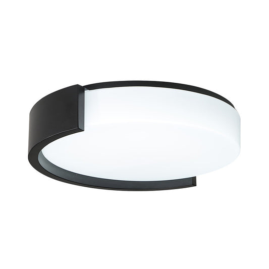 Drum Shaped Ceiling Light Fixture Simple Acrylic Black/White LED Flushmount Lighting with C-Shaped Frame, Warm/White Light Clearhalo 'Ceiling Lights' 'Close To Ceiling Lights' 'Close to ceiling' 'Flush mount' Lighting' 1936120