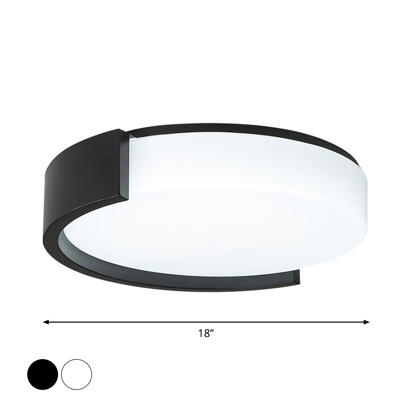 Drum Shaped Ceiling Light Fixture Simple Acrylic Black/White LED Flushmount Lighting with C-Shaped Frame, Warm/White Light Clearhalo 'Ceiling Lights' 'Close To Ceiling Lights' 'Close to ceiling' 'Flush mount' Lighting' 1936121