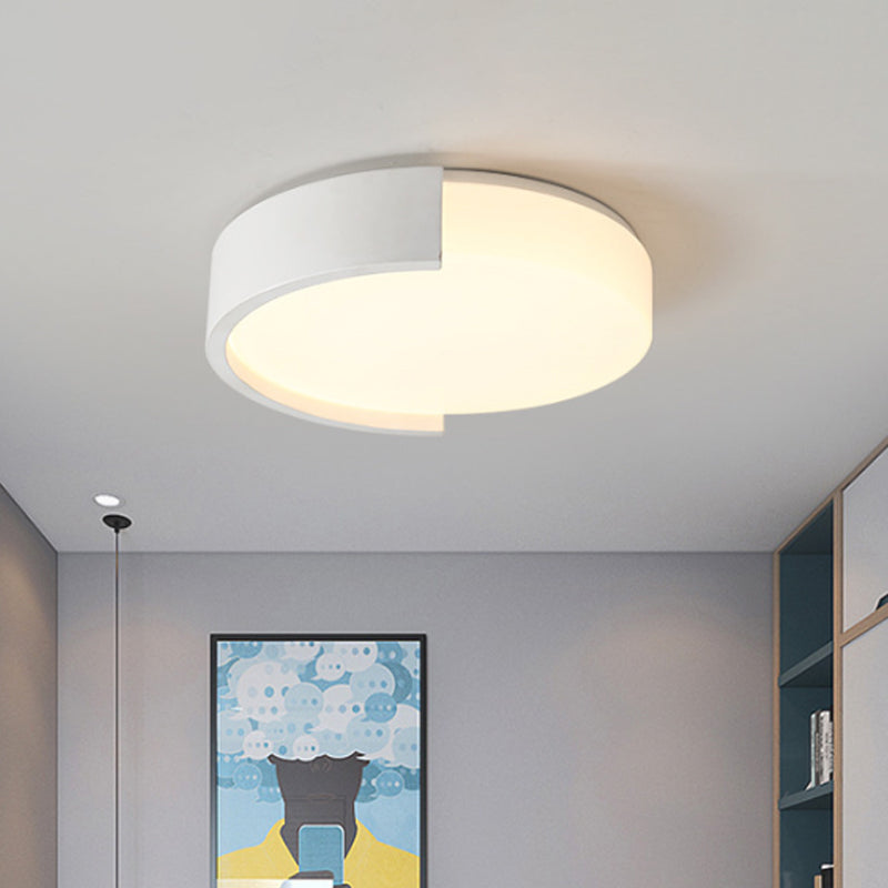 Drum Shaped Ceiling Light Fixture Simple Acrylic Black/White LED Flushmount Lighting with C-Shaped Frame, Warm/White Light Clearhalo 'Ceiling Lights' 'Close To Ceiling Lights' 'Close to ceiling' 'Flush mount' Lighting' 1936123