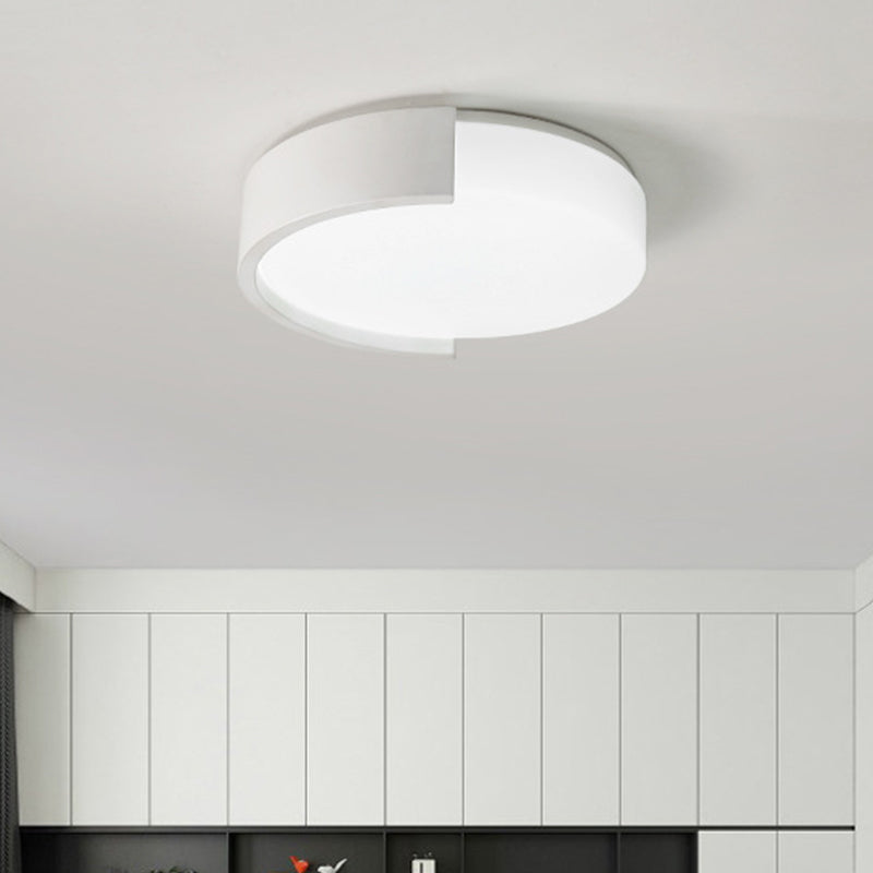 Drum Shaped Ceiling Light Fixture Simple Acrylic Black/White LED Flushmount Lighting with C-Shaped Frame, Warm/White Light Clearhalo 'Ceiling Lights' 'Close To Ceiling Lights' 'Close to ceiling' 'Flush mount' Lighting' 1936124