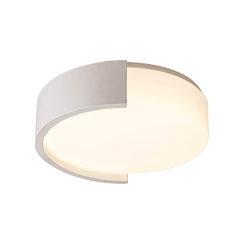 Drum Shaped Ceiling Light Fixture Simple Acrylic Black/White LED Flushmount Lighting with C-Shaped Frame, Warm/White Light Clearhalo 'Ceiling Lights' 'Close To Ceiling Lights' 'Close to ceiling' 'Flush mount' Lighting' 1936125