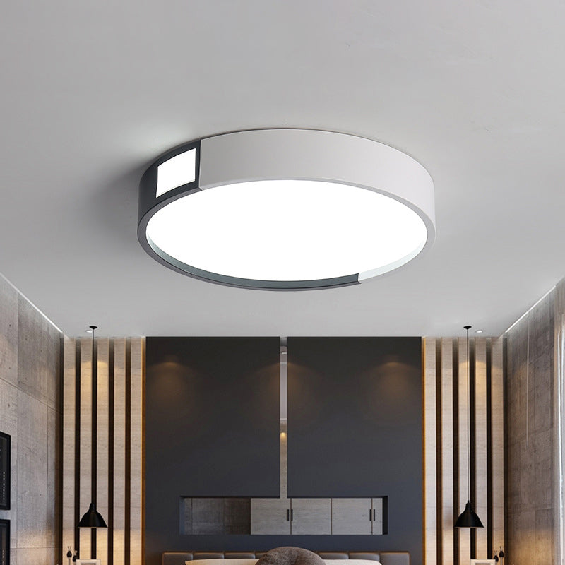 Minimalist Integrated LED Flush Light Black-White Splicing Round/Square/Rectangle Ceiling Mount Lamp with Acrylic Shade, Warm/White Light White Round Clearhalo 'Ceiling Lights' 'Close To Ceiling Lights' 'Close to ceiling' 'Flush mount' Lighting' 1936126