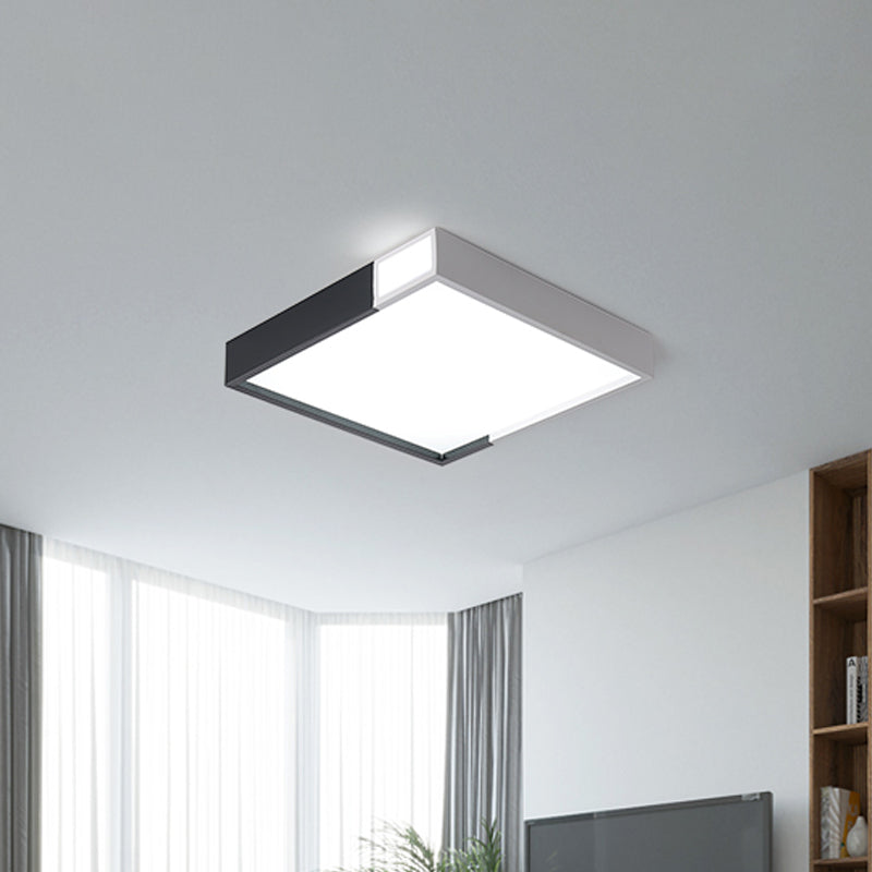 Minimalist Integrated LED Flush Light Black-White Splicing Round/Square/Rectangle Ceiling Mount Lamp with Acrylic Shade, Warm/White Light Clearhalo 'Ceiling Lights' 'Close To Ceiling Lights' 'Close to ceiling' 'Flush mount' Lighting' 1936133