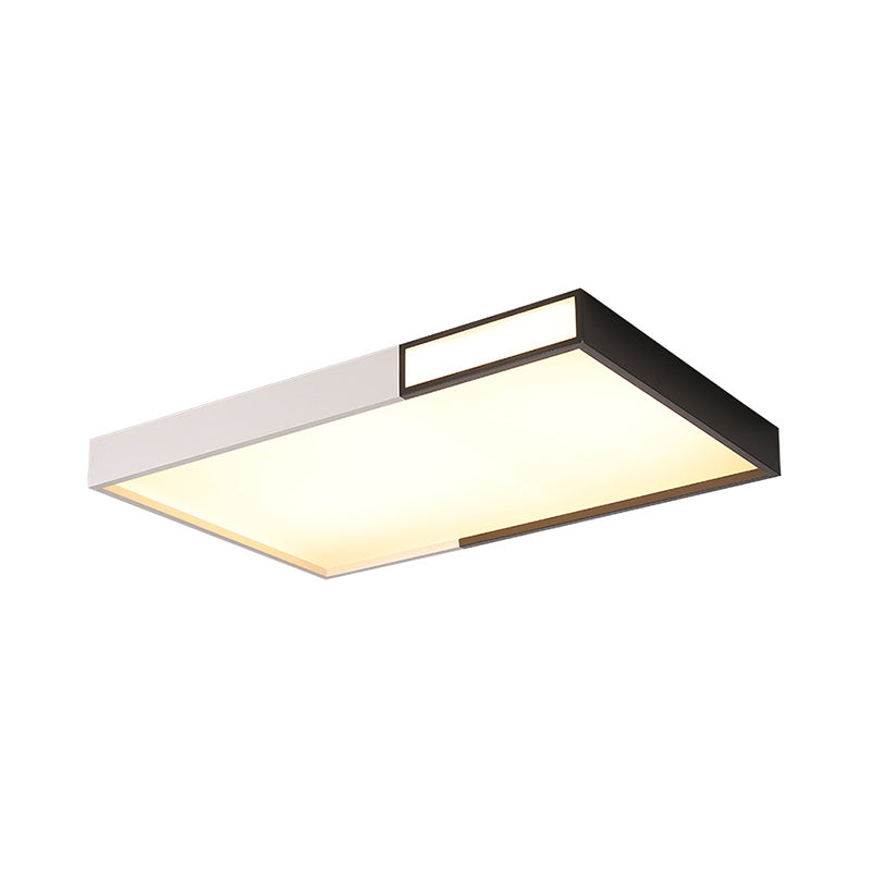 Minimalist Integrated LED Flush Light Black-White Splicing Round/Square/Rectangle Ceiling Mount Lamp with Acrylic Shade, Warm/White Light Clearhalo 'Ceiling Lights' 'Close To Ceiling Lights' 'Close to ceiling' 'Flush mount' Lighting' 1936138