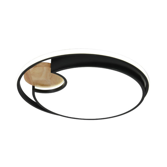 Black Circular LED Ceiling Lighting Modern LED Acrylic Flush Mounted Light with Circular Wood Cut, White/3 Color Light Clearhalo 'Ceiling Lights' 'Close To Ceiling Lights' 'Close to ceiling' 'Flush mount' Lighting' 1936154