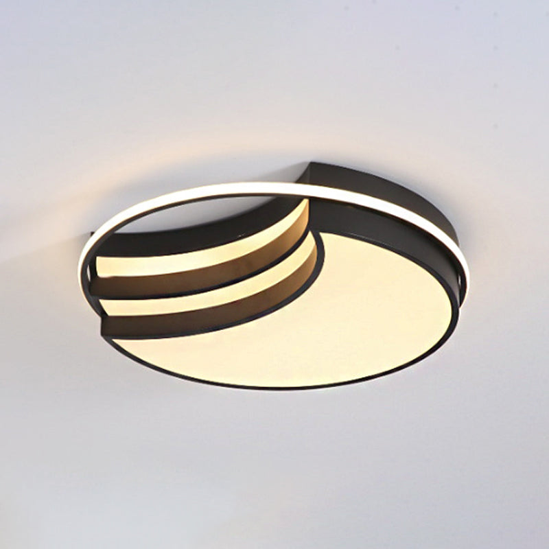 New Moon Shaped Flush Light Nordic Acrylic Black LED Ceiling Mounted Lamp with Glow Ring Clearhalo 'Ceiling Lights' 'Close To Ceiling Lights' 'Close to ceiling' 'Flush mount' Lighting' 1936158