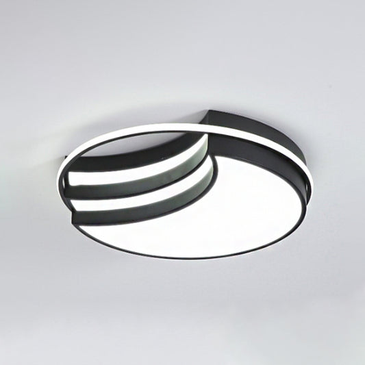 New Moon Shaped Flush Light Nordic Acrylic Black LED Ceiling Mounted Lamp with Glow Ring Clearhalo 'Ceiling Lights' 'Close To Ceiling Lights' 'Close to ceiling' 'Flush mount' Lighting' 1936159