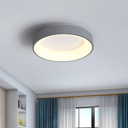 Circular Iron Flush Ceiling Light Nordic Grey/White LED Flushmount Lighting for Bedroom, 18"/23.5" Dia Clearhalo 'Ceiling Lights' 'Close To Ceiling Lights' 'Close to ceiling' 'Flush mount' Lighting' 1936178