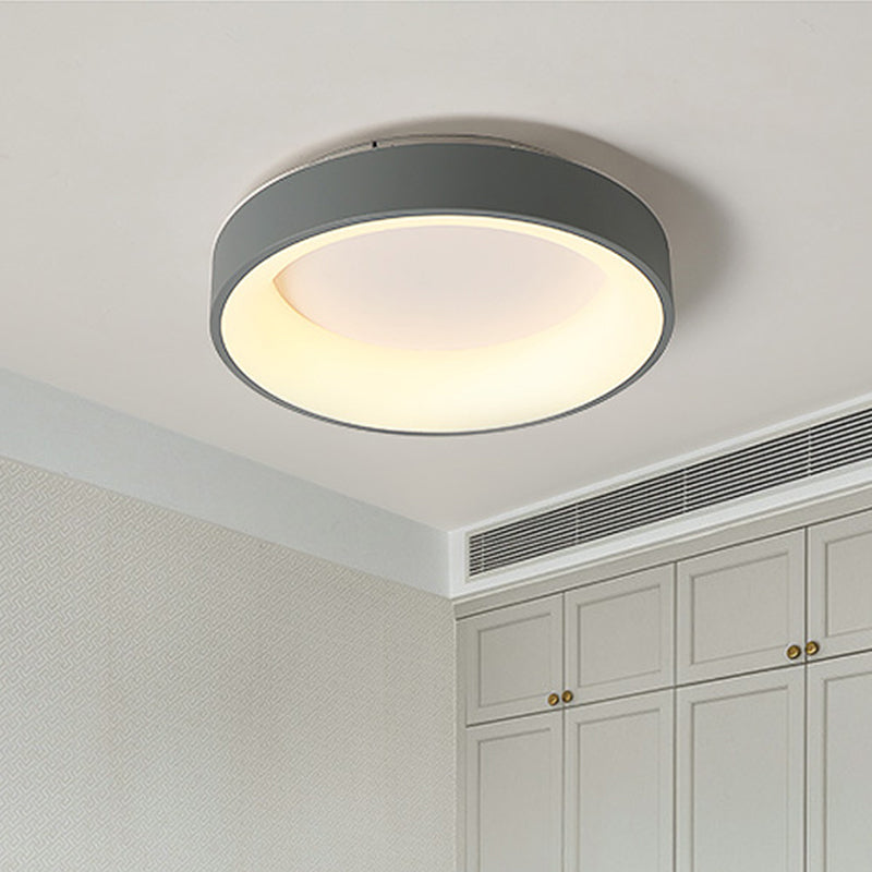 Circular Iron Flush Ceiling Light Nordic Grey/White LED Flushmount Lighting for Bedroom, 18"/23.5" Dia Clearhalo 'Ceiling Lights' 'Close To Ceiling Lights' 'Close to ceiling' 'Flush mount' Lighting' 1936179