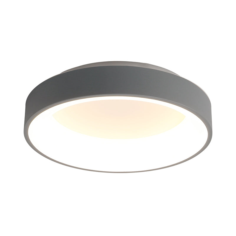 Circular Iron Flush Ceiling Light Nordic Grey/White LED Flushmount Lighting for Bedroom, 18"/23.5" Dia Clearhalo 'Ceiling Lights' 'Close To Ceiling Lights' 'Close to ceiling' 'Flush mount' Lighting' 1936180