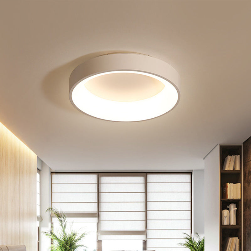 Circular Iron Flush Ceiling Light Nordic Grey/White LED Flushmount Lighting for Bedroom, 18"/23.5" Dia White Clearhalo 'Ceiling Lights' 'Close To Ceiling Lights' 'Close to ceiling' 'Flush mount' Lighting' 1936183