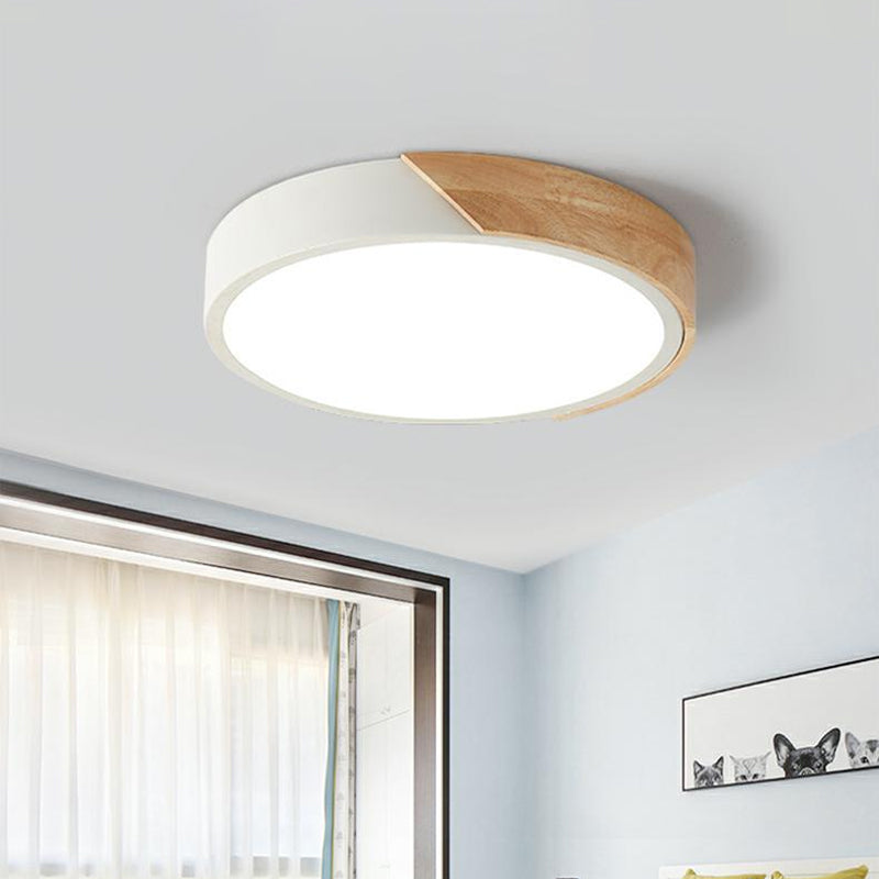 Disc Shaped Bedroom Flush Mount Acrylic 12"/16"/19.5" Dia LED Nordic Ceiling Flush Light in Black/White and Wood Clearhalo 'Ceiling Lights' 'Close To Ceiling Lights' 'Close to ceiling' 'Flush mount' Lighting' 1936188