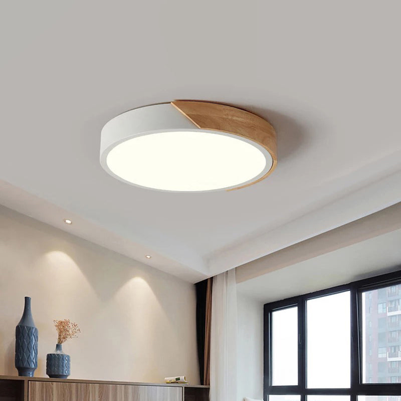 Disc Shaped Bedroom Flush Mount Acrylic 12"/16"/19.5" Dia LED Nordic Ceiling Flush Light in Black/White and Wood Clearhalo 'Ceiling Lights' 'Close To Ceiling Lights' 'Close to ceiling' 'Flush mount' Lighting' 1936189