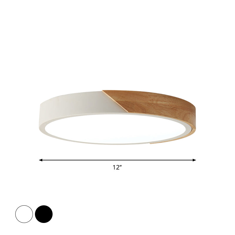 Disc Shaped Bedroom Flush Mount Acrylic 12"/16"/19.5" Dia LED Nordic Ceiling Flush Light in Black/White and Wood Clearhalo 'Ceiling Lights' 'Close To Ceiling Lights' 'Close to ceiling' 'Flush mount' Lighting' 1936191