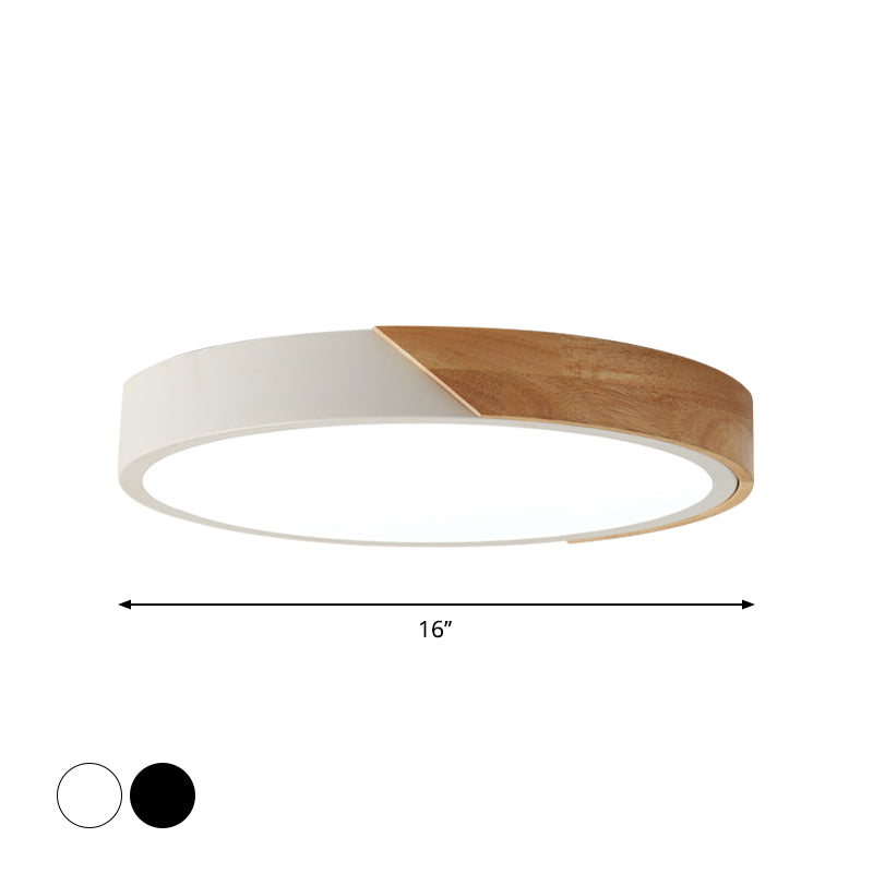 Disc Shaped Bedroom Flush Mount Acrylic 12"/16"/19.5" Dia LED Nordic Ceiling Flush Light in Black/White and Wood Clearhalo 'Ceiling Lights' 'Close To Ceiling Lights' 'Close to ceiling' 'Flush mount' Lighting' 1936192