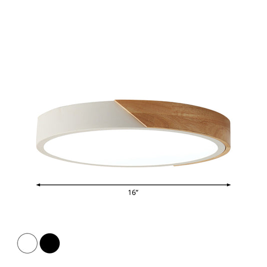 Disc Shaped Bedroom Flush Mount Acrylic 12"/16"/19.5" Dia LED Nordic Ceiling Flush Light in Black/White and Wood Clearhalo 'Ceiling Lights' 'Close To Ceiling Lights' 'Close to ceiling' 'Flush mount' Lighting' 1936192