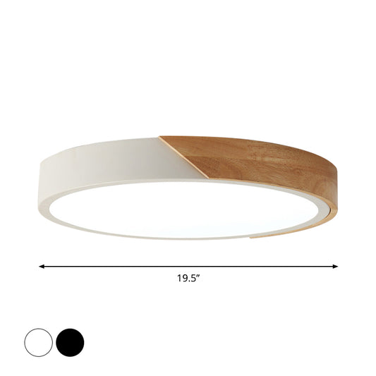 Disc Shaped Bedroom Flush Mount Acrylic 12"/16"/19.5" Dia LED Nordic Ceiling Flush Light in Black/White and Wood Clearhalo 'Ceiling Lights' 'Close To Ceiling Lights' 'Close to ceiling' 'Flush mount' Lighting' 1936193