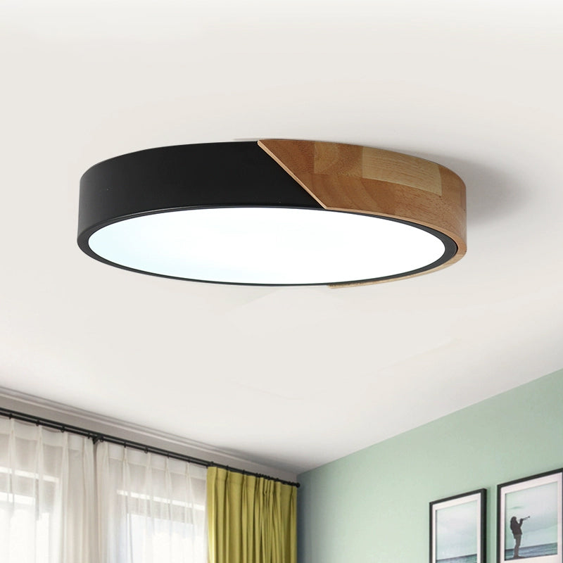 Disc Shaped Bedroom Flush Mount Acrylic 12"/16"/19.5" Dia LED Nordic Ceiling Flush Light in Black/White and Wood Clearhalo 'Ceiling Lights' 'Close To Ceiling Lights' 'Close to ceiling' 'Flush mount' Lighting' 1936194