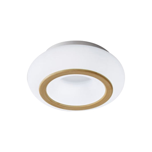 Acrylic Donut Shaped Small Ceiling Lamp Modern White Integrated LED Flush Mounted Light with Wood Grain White Clearhalo 'Ceiling Lights' 'Close To Ceiling Lights' 'Close to ceiling' 'Flush mount' Lighting' 1936205