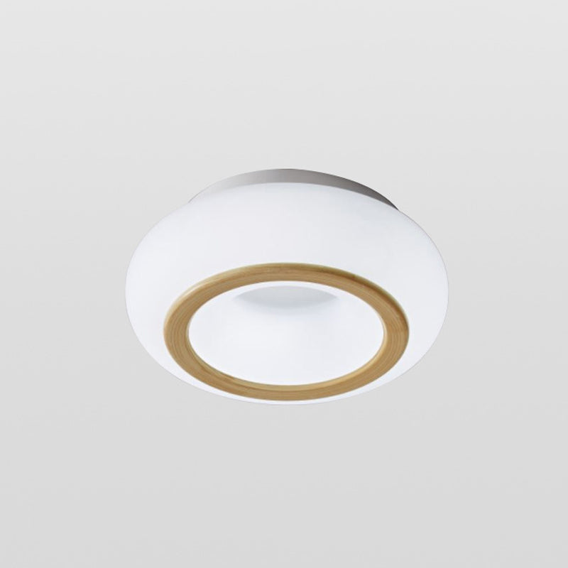 Acrylic Donut Shaped Small Ceiling Lamp Modern White Integrated LED Flush Mounted Light with Wood Grain Clearhalo 'Ceiling Lights' 'Close To Ceiling Lights' 'Close to ceiling' 'Flush mount' Lighting' 1936206