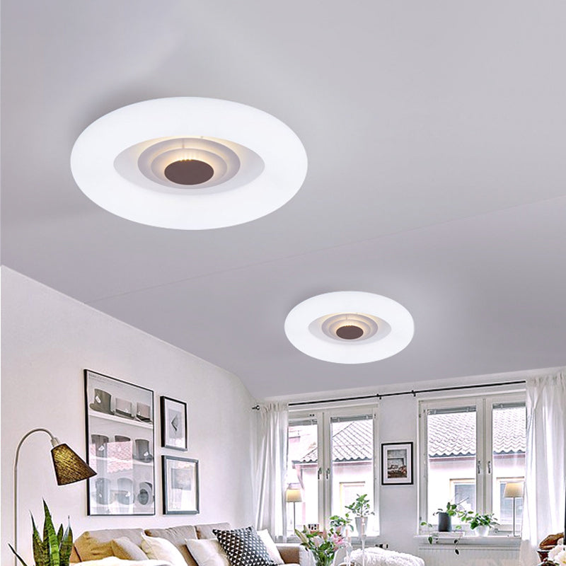 Oval/Triangle/Round Ceiling Flush Mount Contemporary Acrylic White LED Flush Mount Recessed Lighting for Living Room White Round Clearhalo 'Ceiling Lights' 'Close To Ceiling Lights' 'Close to ceiling' 'Flush mount' Lighting' 1936209