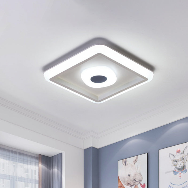 White Square/Round LED Ceiling Lamp Minimalism Acrylic Flush Mount Fixture with Inner Shade for Hotel Clearhalo 'Ceiling Lights' 'Close To Ceiling Lights' 'Close to ceiling' 'Flush mount' Lighting' 1936238