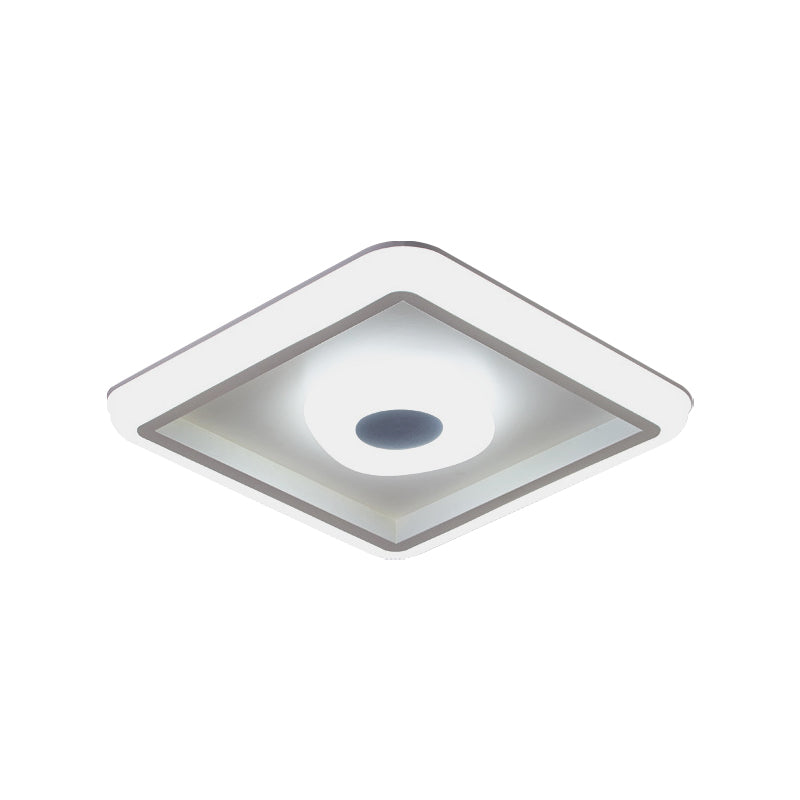 White Square/Round LED Ceiling Lamp Minimalism Acrylic Flush Mount Fixture with Inner Shade for Hotel Clearhalo 'Ceiling Lights' 'Close To Ceiling Lights' 'Close to ceiling' 'Flush mount' Lighting' 1936240