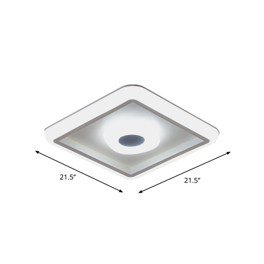White Square/Round LED Ceiling Lamp Minimalism Acrylic Flush Mount Fixture with Inner Shade for Hotel Clearhalo 'Ceiling Lights' 'Close To Ceiling Lights' 'Close to ceiling' 'Flush mount' Lighting' 1936241