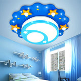 Acrylic Night View Flush Ceiling Light Cartoon Ceiling Lamp in Blue for Kindergarten Blue Clearhalo 'Ceiling Lights' 'Close To Ceiling Lights' 'Close to ceiling' 'Flush mount' Lighting' 193624