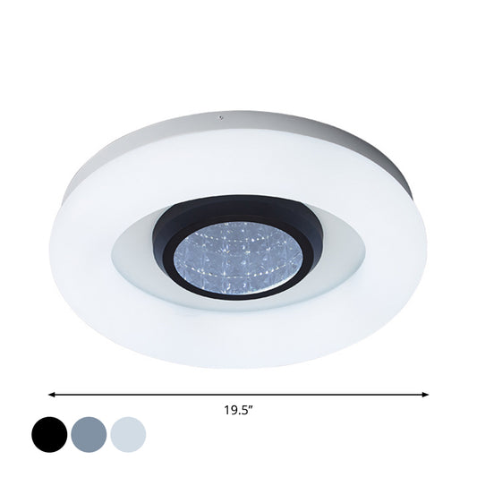 Circular Acrylic Flush Mount Ceiling Light Minimalist Silver/Grey/Black LED Flush Mounted Lighting for Hotel Clearhalo 'Ceiling Lights' 'Close To Ceiling Lights' 'Close to ceiling' 'Flush mount' Lighting' 1936258