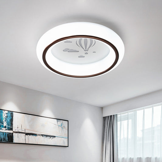 Moon/Deer/Hot Air Balloon Flush Light Contemporary Acrylic Bedroom LED Circular Ceiling Mount Lamp in White Clearhalo 'Ceiling Lights' 'Close To Ceiling Lights' 'Close to ceiling' 'Flush mount' Lighting' 1936278