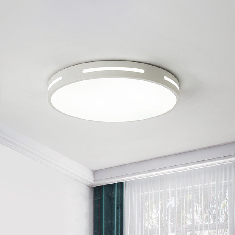 Square/Round Bedroom Flush Light Metal 12"/16"/19.5" Wide LED Minimalist Close to Ceiling Lamp in White Clearhalo 'Ceiling Lights' 'Close To Ceiling Lights' 'Close to ceiling' 'Flush mount' Lighting' 1936283