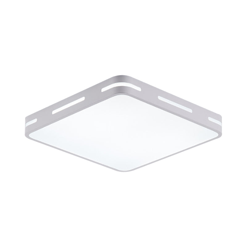 Square/Round Bedroom Flush Light Metal 12"/16"/19.5" Wide LED Minimalist Close to Ceiling Lamp in White Clearhalo 'Ceiling Lights' 'Close To Ceiling Lights' 'Close to ceiling' 'Flush mount' Lighting' 1936292