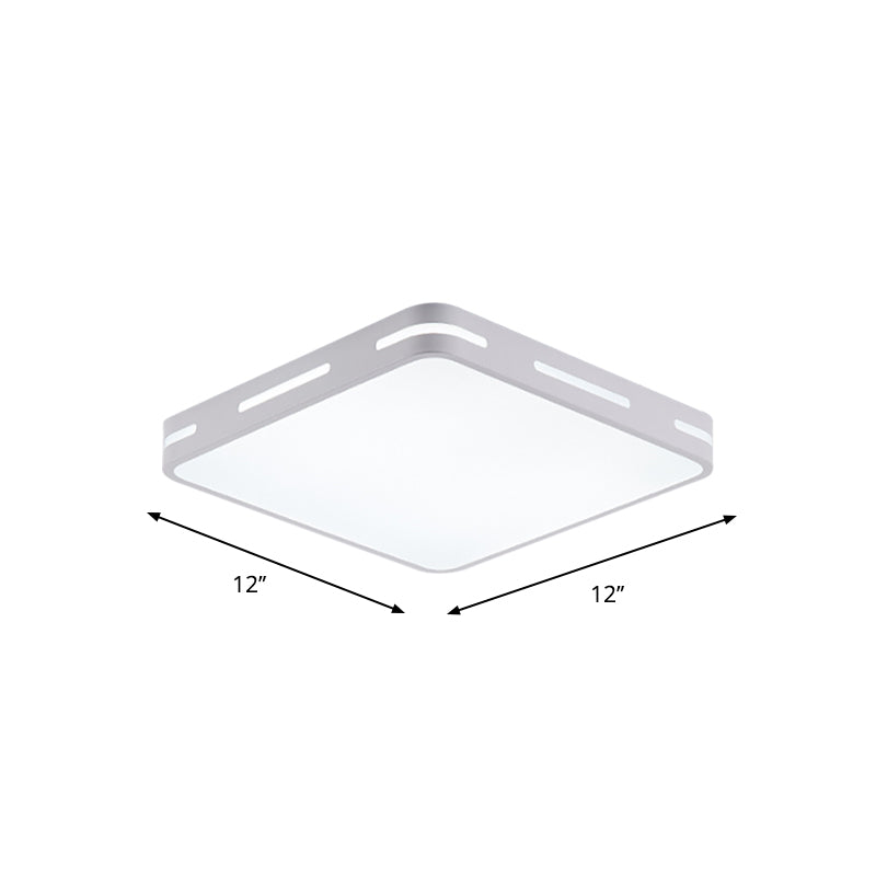 Square/Round Bedroom Flush Light Metal 12"/16"/19.5" Wide LED Minimalist Close to Ceiling Lamp in White Clearhalo 'Ceiling Lights' 'Close To Ceiling Lights' 'Close to ceiling' 'Flush mount' Lighting' 1936293