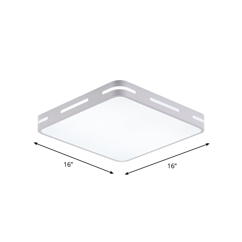 Square/Round Bedroom Flush Light Metal 12"/16"/19.5" Wide LED Minimalist Close to Ceiling Lamp in White Clearhalo 'Ceiling Lights' 'Close To Ceiling Lights' 'Close to ceiling' 'Flush mount' Lighting' 1936294