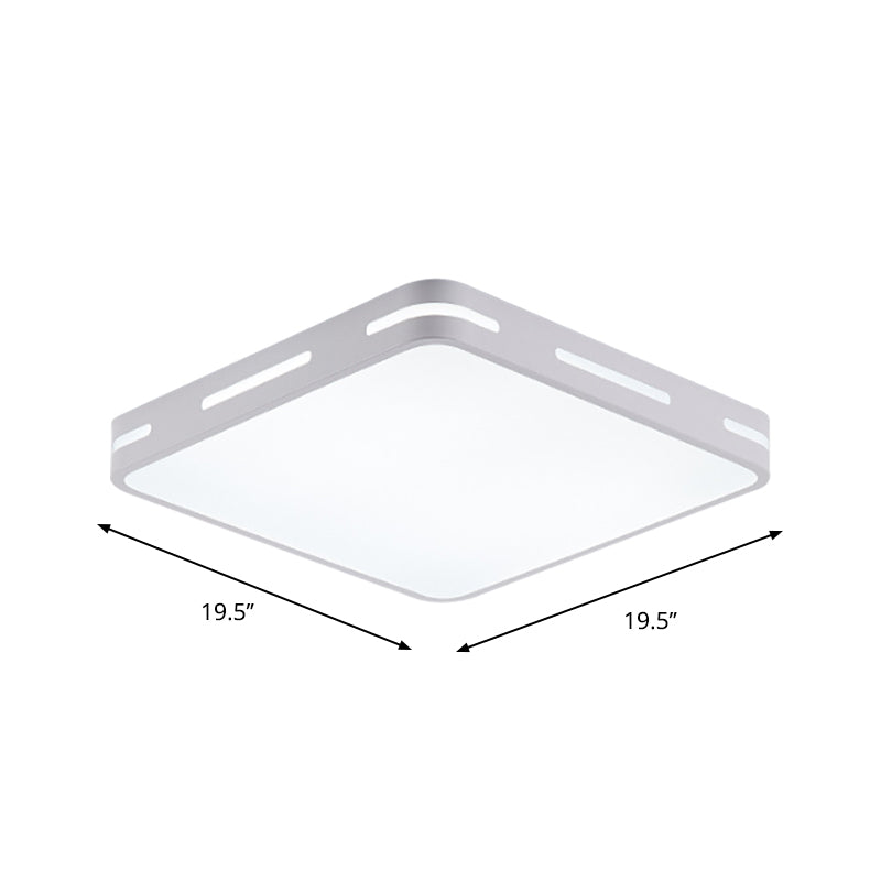 Square/Round Bedroom Flush Light Metal 12"/16"/19.5" Wide LED Minimalist Close to Ceiling Lamp in White Clearhalo 'Ceiling Lights' 'Close To Ceiling Lights' 'Close to ceiling' 'Flush mount' Lighting' 1936295