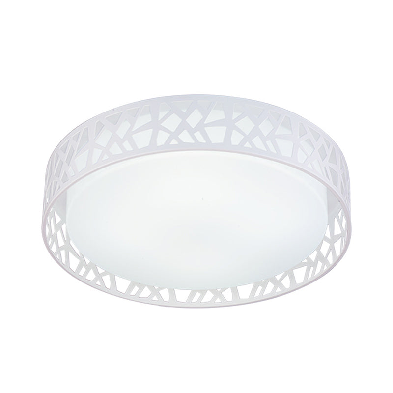 Drum Acrylic Flush Mount Lighting Modern White LED Ceiling Lamp with Nest Shaped Frame Clearhalo 'Ceiling Lights' 'Close To Ceiling Lights' 'Close to ceiling' 'Flush mount' Lighting' 1936304