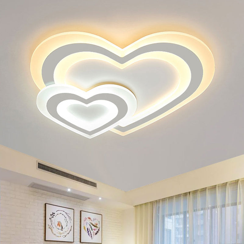 Kids LED Ceiling Mount Light White Star/Triangle/Loving Heart Flushmount Lighting with Acrylic Shade for Nursery White Loving Heart Clearhalo 'Ceiling Lights' 'Close To Ceiling Lights' 'Close to ceiling' 'Flush mount' Lighting' 1936329