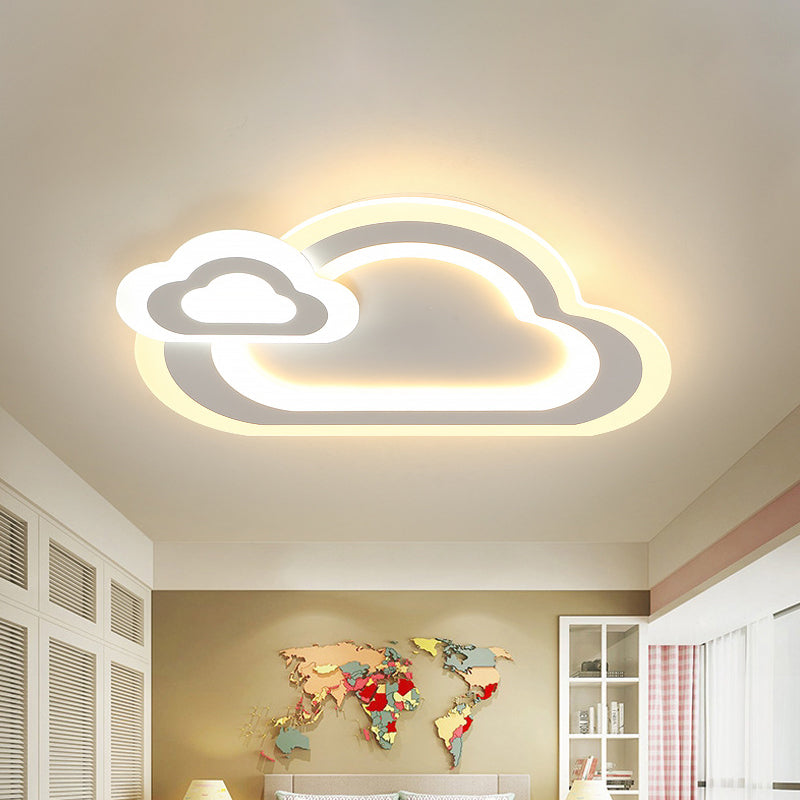 Kids LED Ceiling Mount Light White Star/Triangle/Loving Heart Flushmount Lighting with Acrylic Shade for Nursery White Cloud Clearhalo 'Ceiling Lights' 'Close To Ceiling Lights' 'Close to ceiling' 'Flush mount' Lighting' 1936338