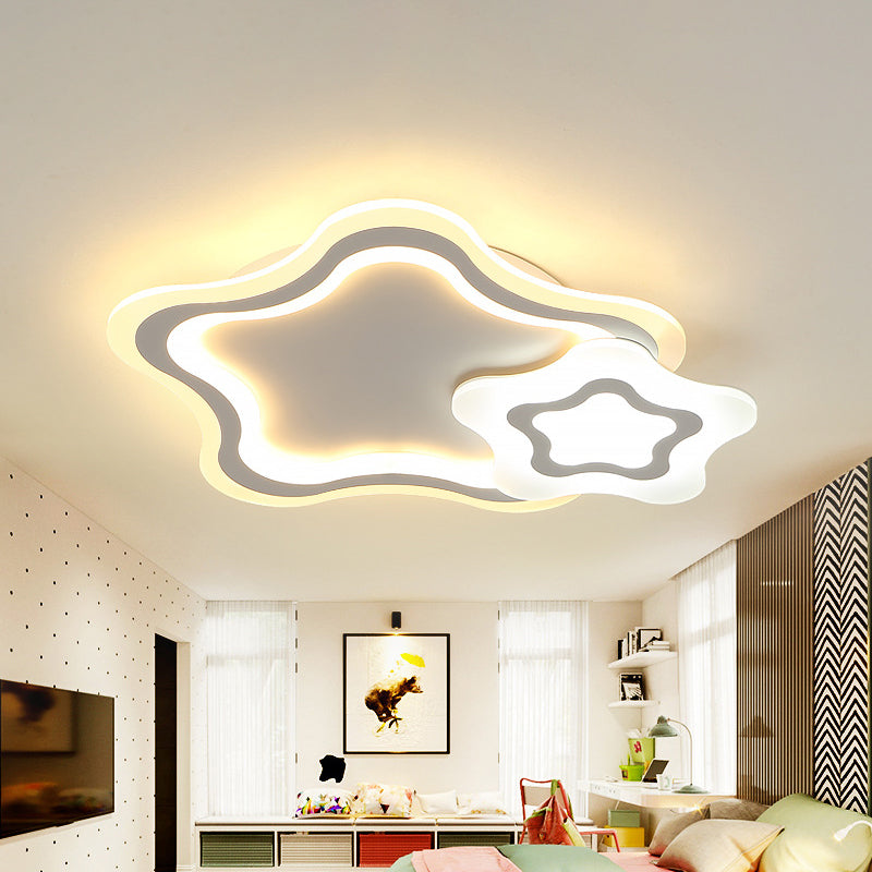 Kids LED Ceiling Mount Light White Star/Triangle/Loving Heart Flushmount Lighting with Acrylic Shade for Nursery White Star Clearhalo 'Ceiling Lights' 'Close To Ceiling Lights' 'Close to ceiling' 'Flush mount' Lighting' 1936342