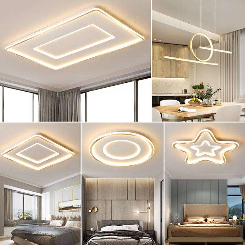 Extra Thin Star/Square/Triangle Flush Light Contemporary Metal Polished Gold LED Ceiling Mount Lamp for Baby Room Clearhalo 'Ceiling Lights' 'Close To Ceiling Lights' 'Close to ceiling' 'Flush mount' Lighting' 1936346