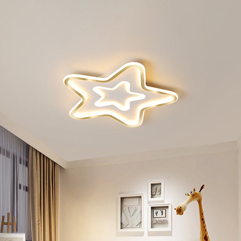 Extra Thin Star/Square/Triangle Flush Light Contemporary Metal Polished Gold LED Ceiling Mount Lamp for Baby Room Gold Star Clearhalo 'Ceiling Lights' 'Close To Ceiling Lights' 'Close to ceiling' 'Flush mount' Lighting' 1936351