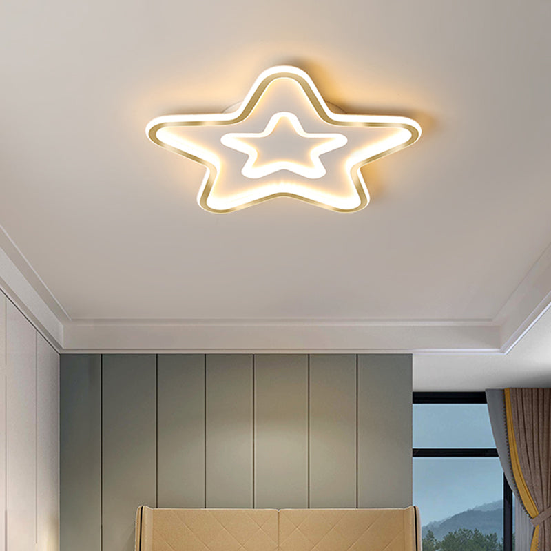 Extra Thin Star/Square/Triangle Flush Light Contemporary Metal Polished Gold LED Ceiling Mount Lamp for Baby Room Clearhalo 'Ceiling Lights' 'Close To Ceiling Lights' 'Close to ceiling' 'Flush mount' Lighting' 1936353