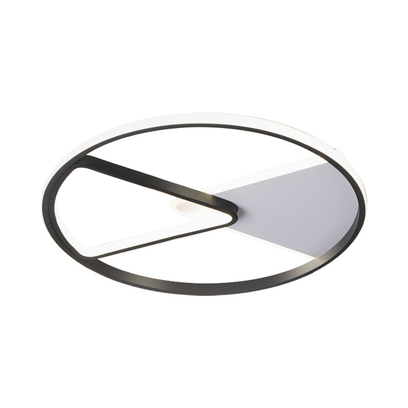 Round Slim Metallic Ceiling Lighting Simple Black LED Flush Mount with Triangle/Semicircle Frame, Warm/White Light Clearhalo 'Ceiling Lights' 'Close To Ceiling Lights' 'Close to ceiling' 'Flush mount' Lighting' 1936374