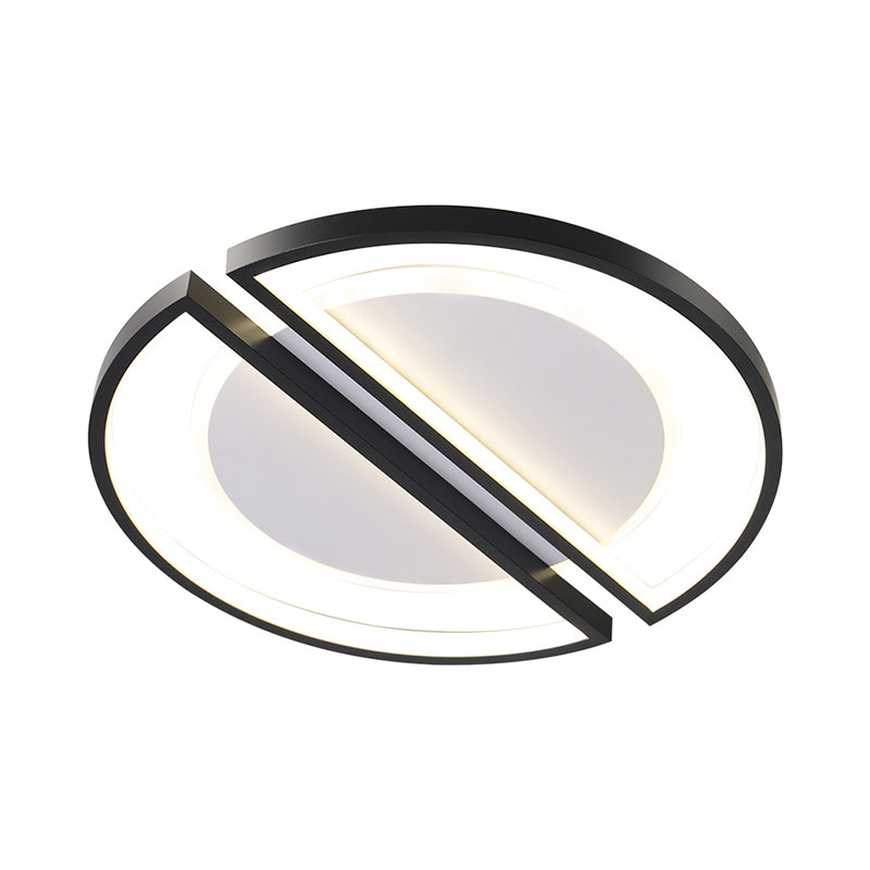 Round Slim Metallic Ceiling Lighting Simple Black LED Flush Mount with Triangle/Semicircle Frame, Warm/White Light Clearhalo 'Ceiling Lights' 'Close To Ceiling Lights' 'Close to ceiling' 'Flush mount' Lighting' 1936377