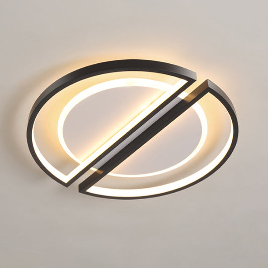 Round Slim Metallic Ceiling Lighting Simple Black LED Flush Mount with Triangle/Semicircle Frame, Warm/White Light Clearhalo 'Ceiling Lights' 'Close To Ceiling Lights' 'Close to ceiling' 'Flush mount' Lighting' 1936378