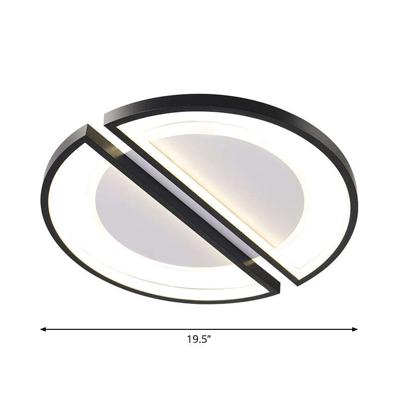 Round Slim Metallic Ceiling Lighting Simple Black LED Flush Mount with Triangle/Semicircle Frame, Warm/White Light Clearhalo 'Ceiling Lights' 'Close To Ceiling Lights' 'Close to ceiling' 'Flush mount' Lighting' 1936379