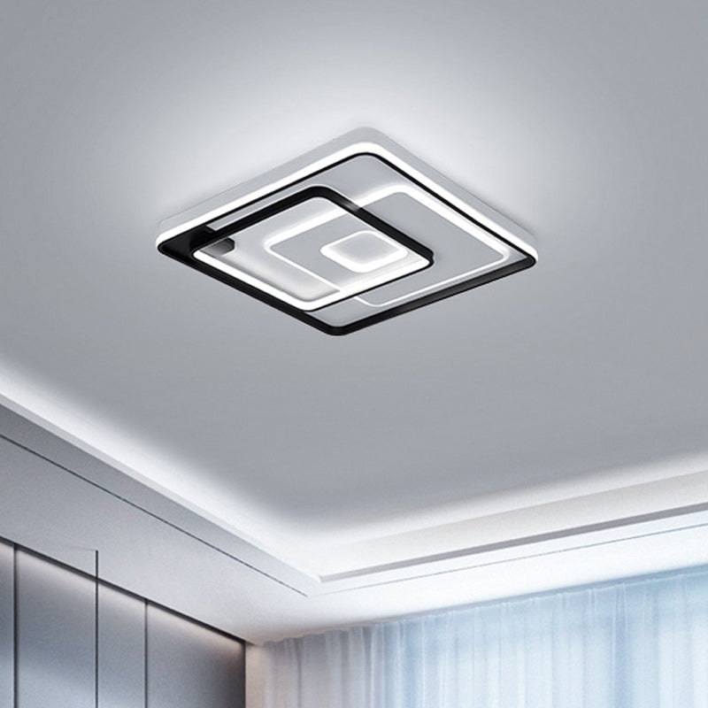 Modern Style LED Ceiling Light Black Layered Round/Square/Rectangle Flush Mount Lamp with Acrylic Shade, Warm/White Light Clearhalo 'Ceiling Lights' 'Close To Ceiling Lights' 'Close to ceiling' 'Flush mount' Lighting' 1936386